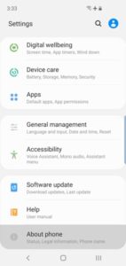 samsung a10 settings